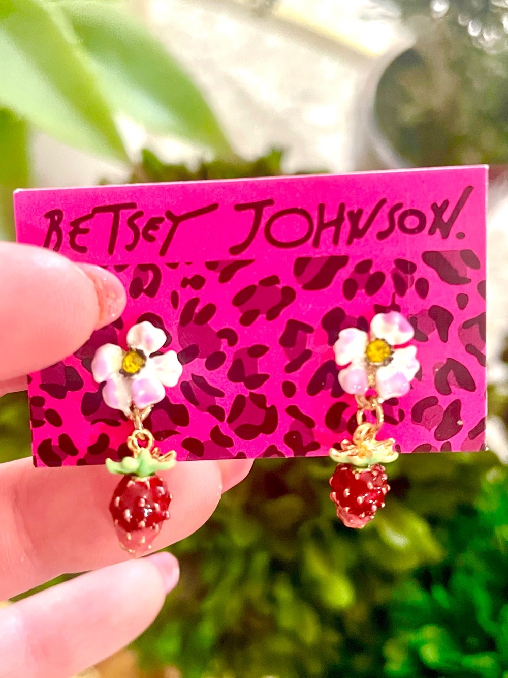 Betsey Johnson Strawberry Flower Earrings